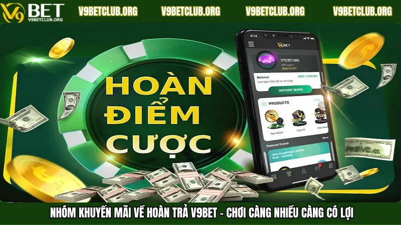 Nhóm khuyến mãi về hoàn trả V9Bet – Chơi càng nhiều càng có lợi