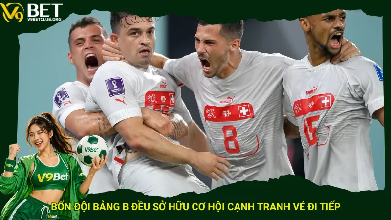 Bốn đội bảng B đều sở hữu cơ hội cạnh tranh vé đi tiếp